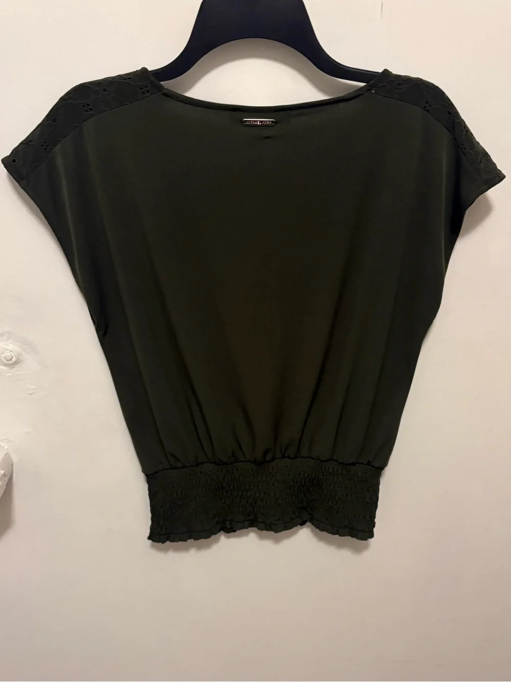 MICHAEL Michael Kors Olive Green Eyelet Shoulder Blouse